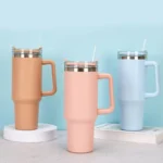 900ML Steel Tumbler with Handle and Straw - Image 2