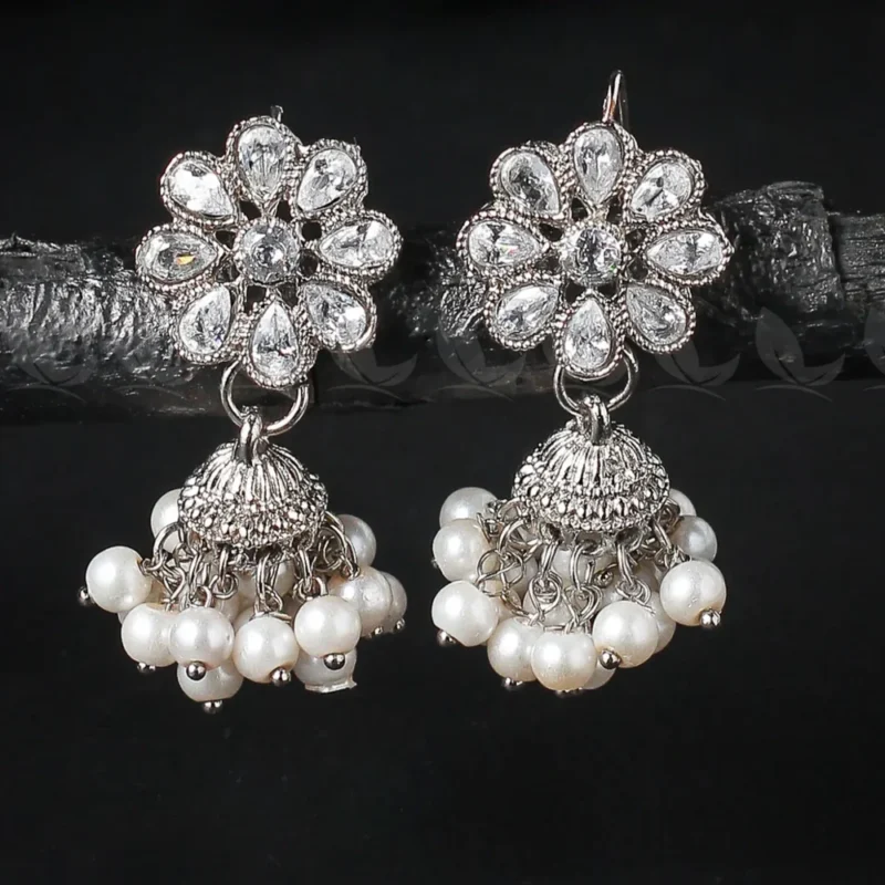 Atiqa Earrings - Silver White - Image 1