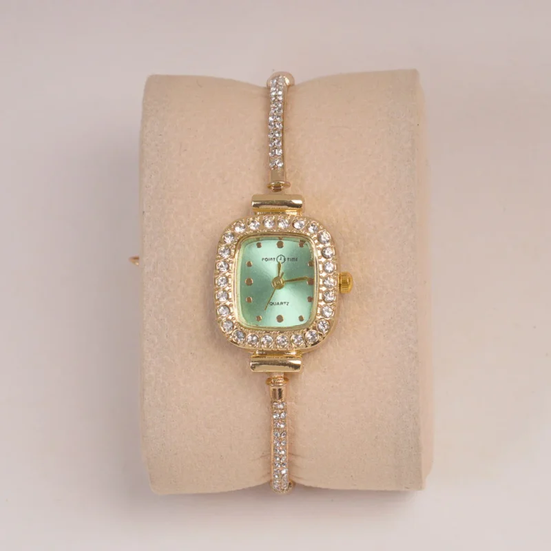 Golden Rosegold Chain Womans Watch Green Dial - Image 3