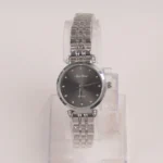 Two Tone Silver Chain Womans Watch Black Dial - Image 2