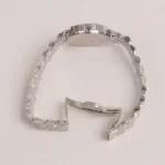Two Tone Silver Chain Womans Watch Black Dial - Image 3