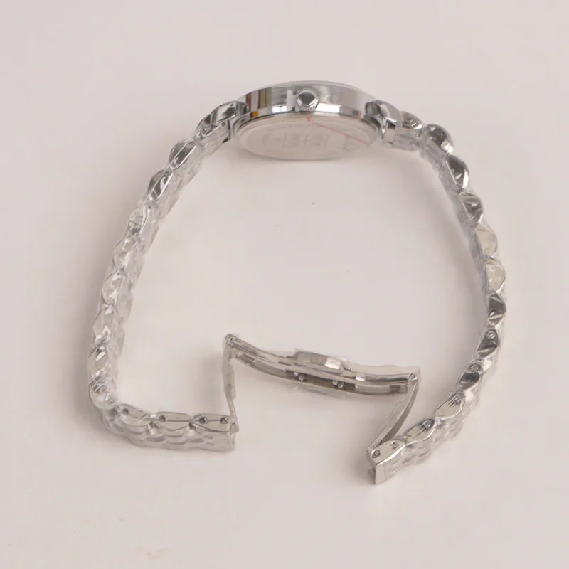 Two Tone Silver Chain Womans Watch Black Dial - Image 3