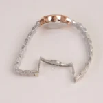 Two Tone Silver Chain Womans Watch Rosegold Dial - Image 3
